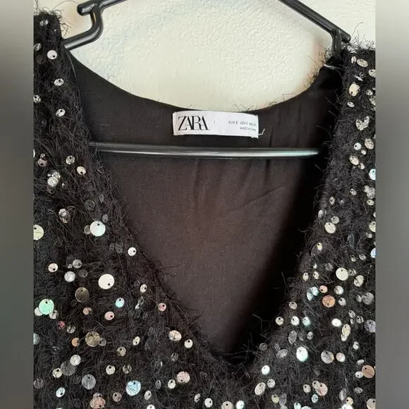 Zara Limited Edition Black and Silver Holiday Sequin Dress